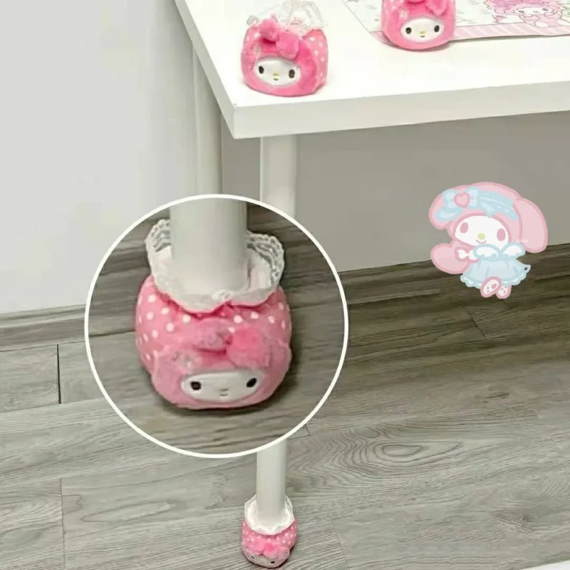 4pcs Sanrio Hello Kitty Chair Leg Caps Cute Stool Leg Protector Pads Silent Non-slip Furniture Table Feet Plush Cover Home Decor