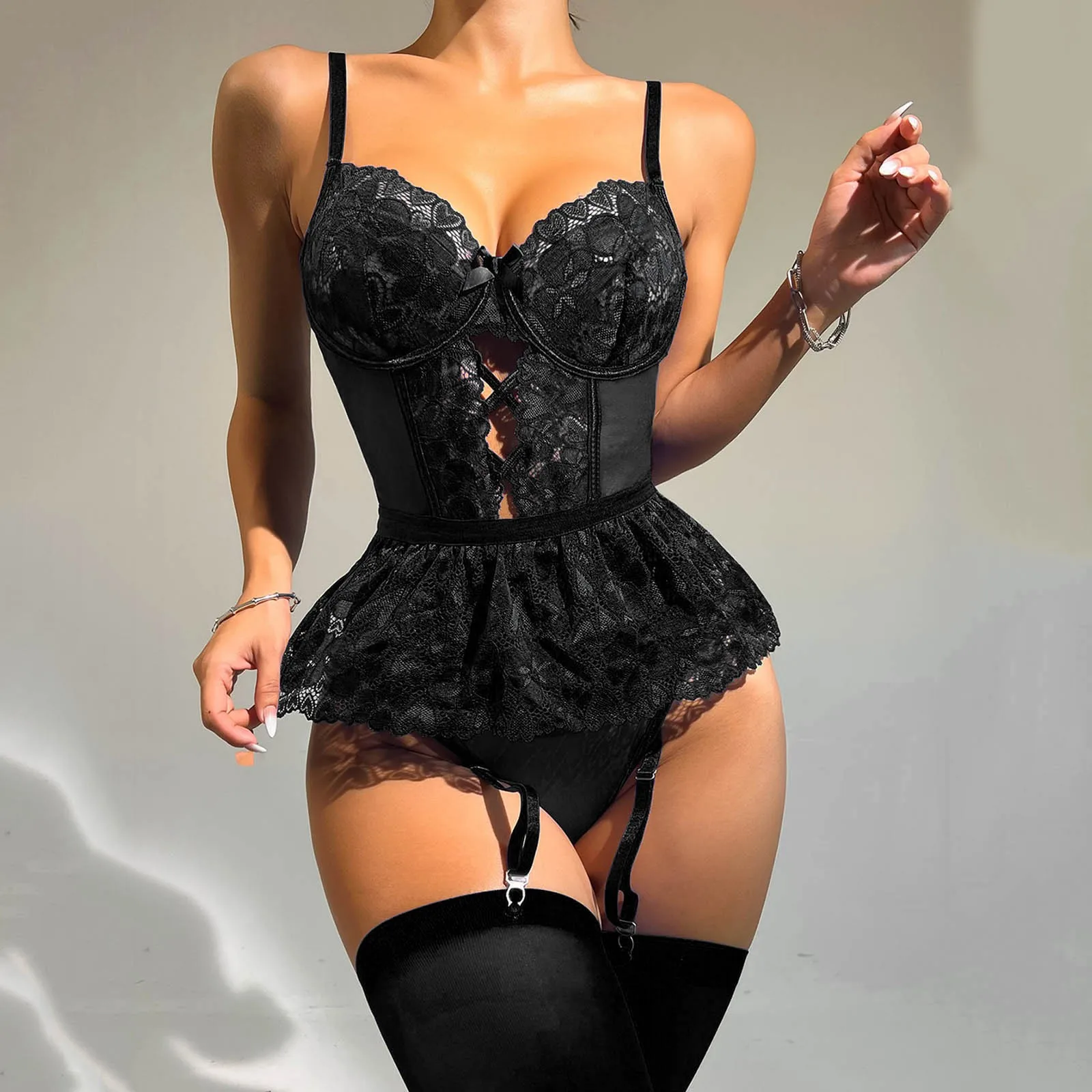 

Lingerie Sexy Hot Erotic Lingerie Sexy Bra Set For Women Erotic Costumes Exotic Set Underwear Bodysuit and Panty Garters