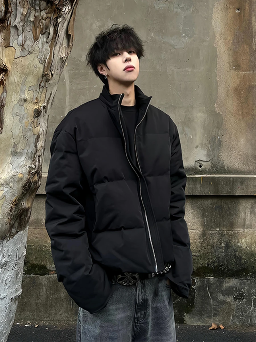 

American Vibe Bla ort Lightweight Cotton Jaet Men's Winter Stand Collar Bread Sle Cleanfit Warm Coat Outerwear