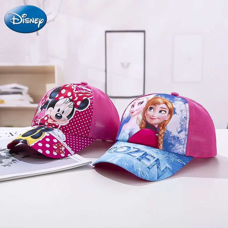 Disney Frozen Elsa Princess Baseball Caps Summer Mesh Breathable Children Cartoon Sun Visor Hats Boys Spiderman Snapback Hats