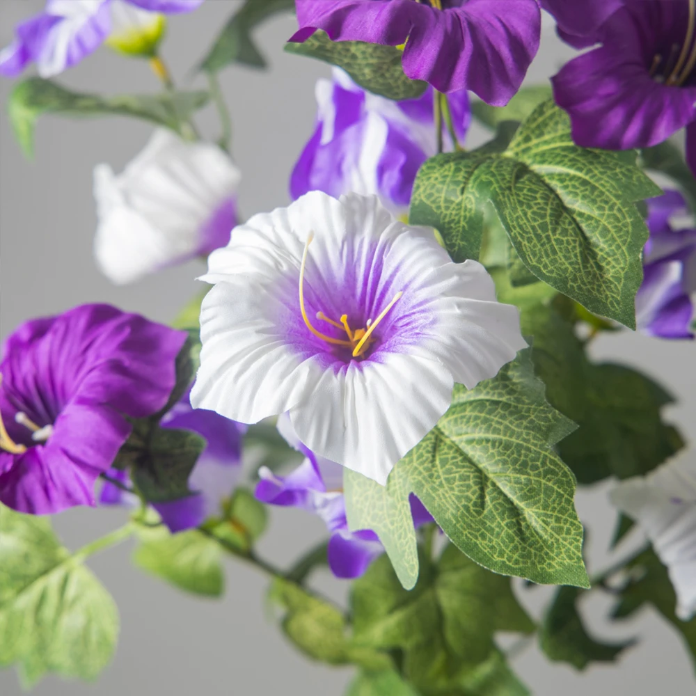 40-48cm Künstliche Blumenranken, künstliche Petunienblüten, Seiden-Begonienblätter, Hängepflanze für die Heimdekoration – Detail 13