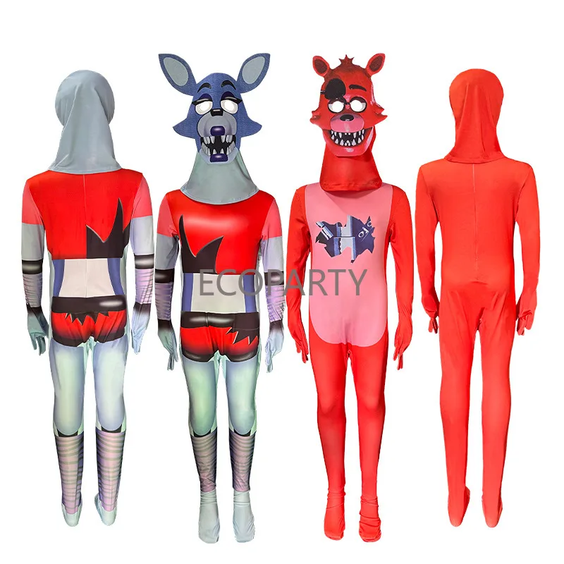 Five Nights Chica Bonnie Jumpsuit pour enfants, Fcedar Halloween Cosplay Party, Costume de batterie, 110-160cm