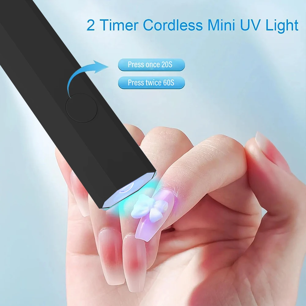 YIKOOLIN Convenient Mini Handheld UV Nail Lamp Gel Nail UV Lamp with LED Display Small Portable Light Therapy Lamp Nail