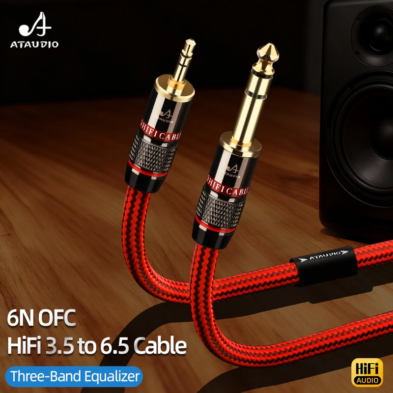 N OFC Stereo HiFi Audio Cable 3.5mm Jack to 6.5mm TRS Converter for Mobile Phone Laptop Mixer