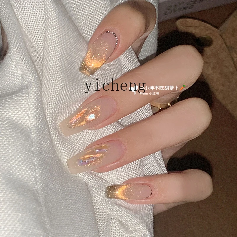 

XL Gold Irregular Aurora Diamond Handmade Wear Nail Ice Through Wedding Dress Nail Art
