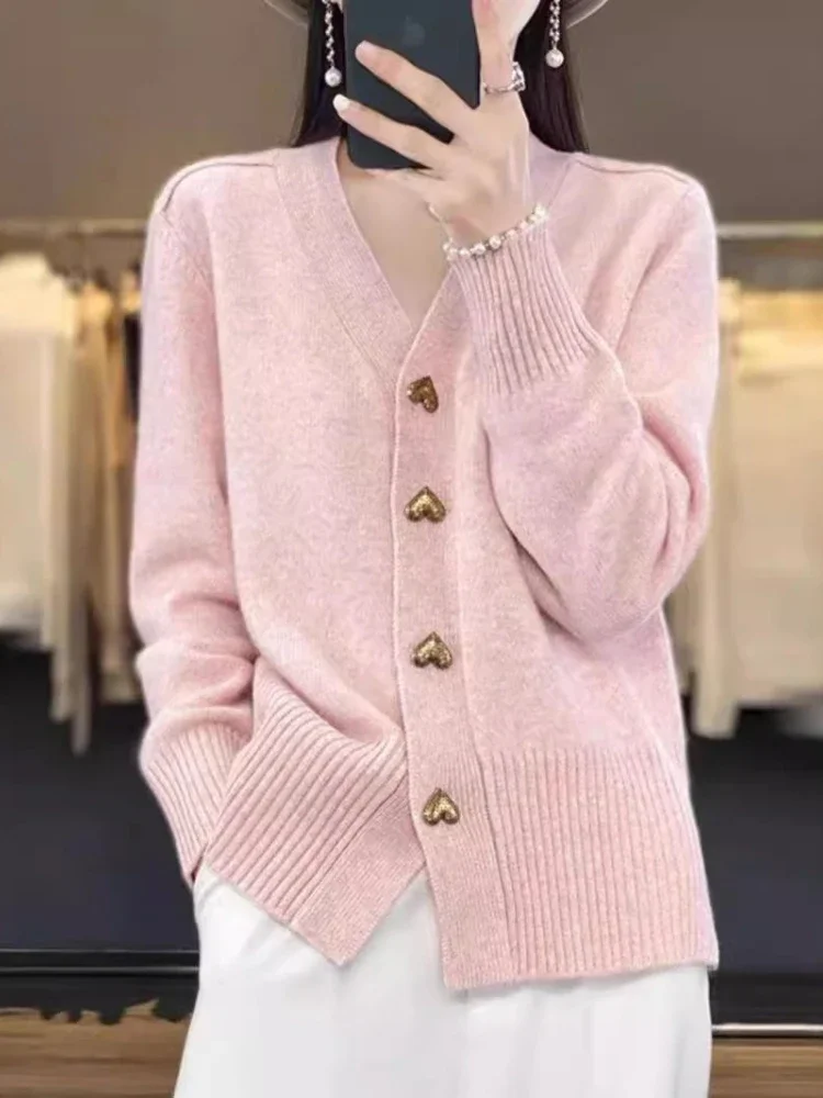 

Streetwear Retro Sweaters Clothing New in Autumn Winter Women's Knitted Cardigan Sweater Casual Loose V Neck Long Sleeve Tops