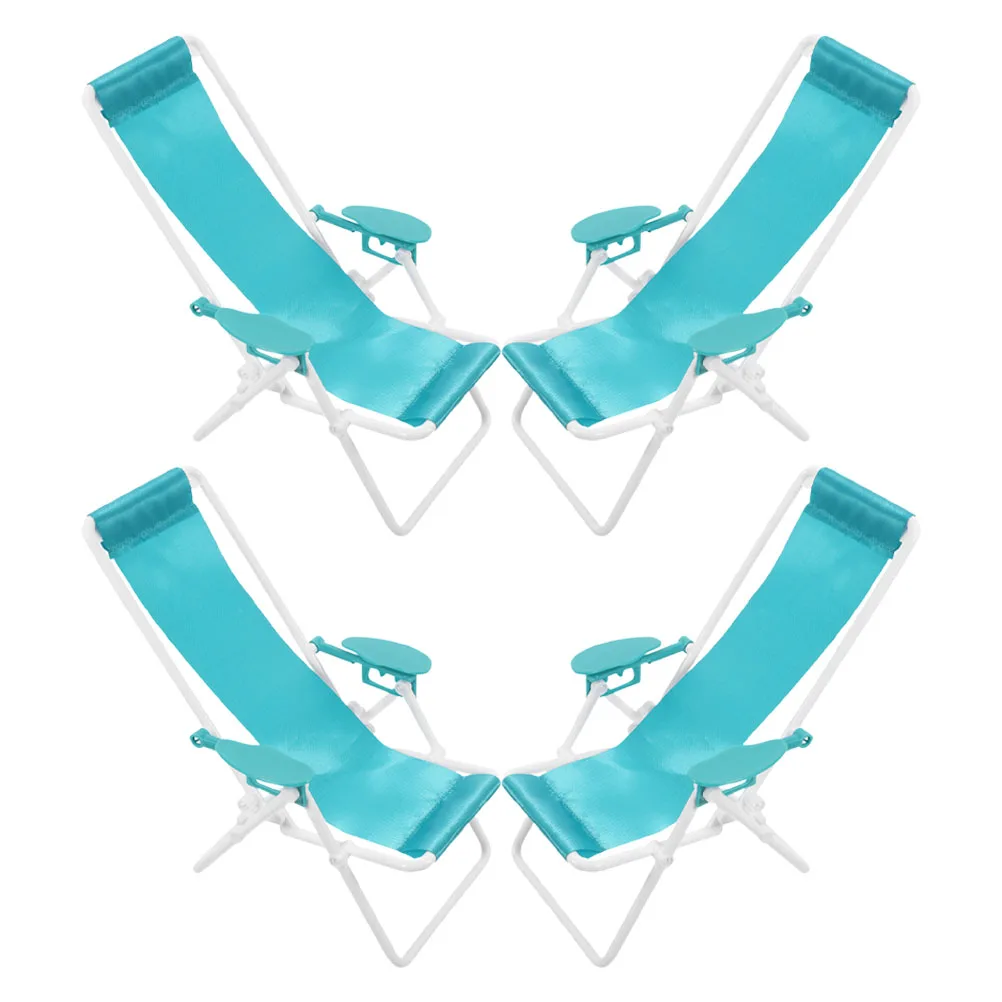 

4pcs Portable Mini Beach Chair Foldable Small Chairs for Crafts Green Seaside Decor Realistic Design Quick Folding for Home