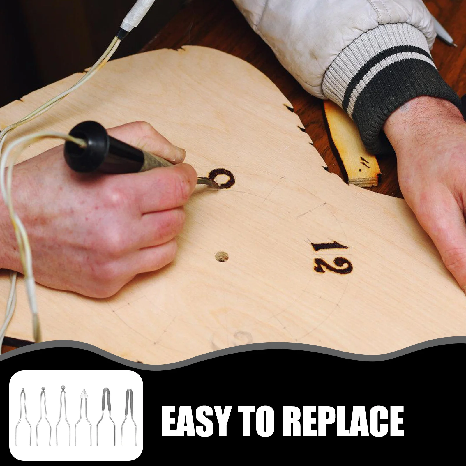 

1Set Wood Burning Tool Tips Replacement Pyrography Pen Nibs for DIY Engraving Smooth Heating to 23 Sizes Included