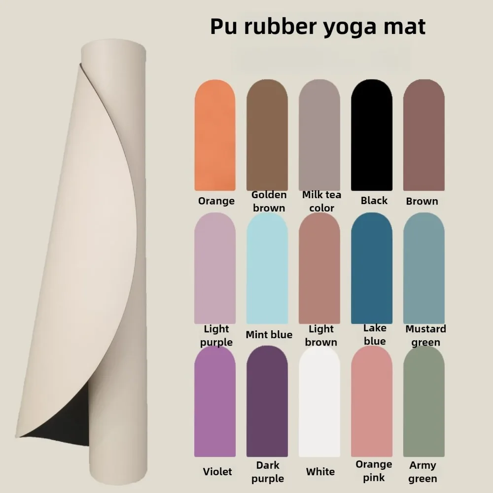 5mm PU Rubber Yoga Mat Non-Slip with Alignment Lines for Home Fitness Pilates Crossfit Luxury Thick Mat for Women Men