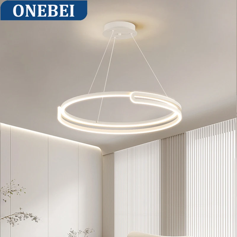 

Modern LED Round Chandelier - Dimmable Ceiling Lamp for Dining Living Bedroom Surface Mounted Lighting Fixtures Nordic Style