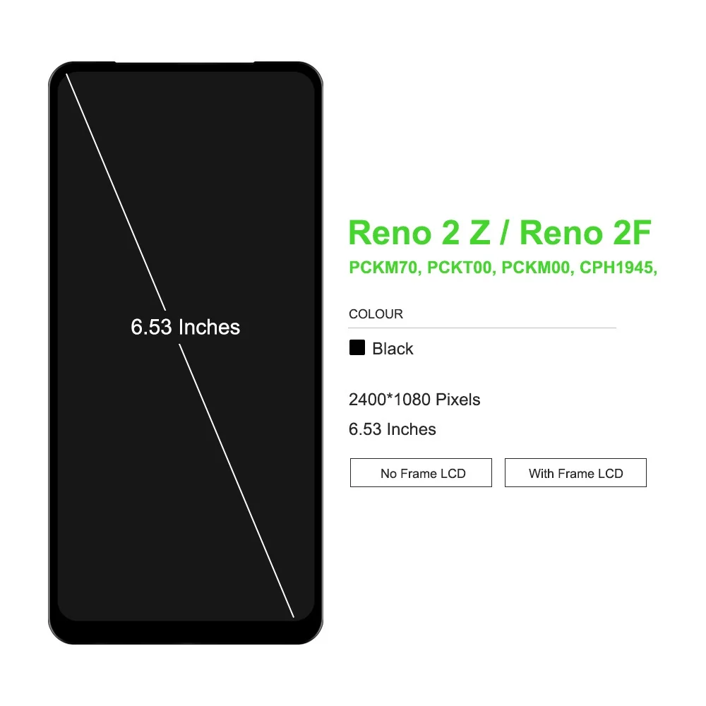 【DIY-مع الإطار】Super Amoled لـ OPPO Reno 2F/ 2Z / Reno2 F / Reno2 Z مجموعة استبدال شاشة LCD مادة Oled الأصلية