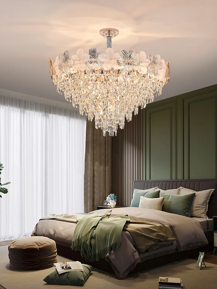 New Warm Lamp in the Living Room French Entry Lux Glass Simplicity Crystal High-End Dining Room Bedroom Chandelier