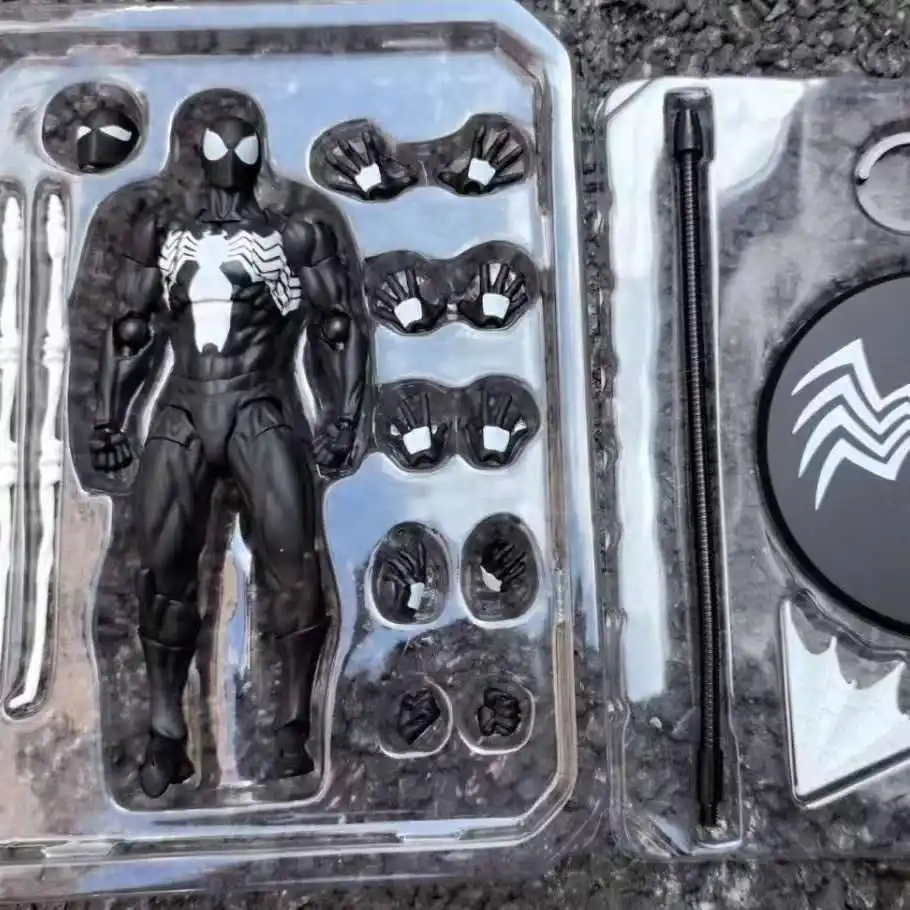 Binnenlandse versie Mess Toys Spider Man Symbiont Spiderman Messtoys Zwart pak Neighbor Scarlet Spider Action Figure Toy