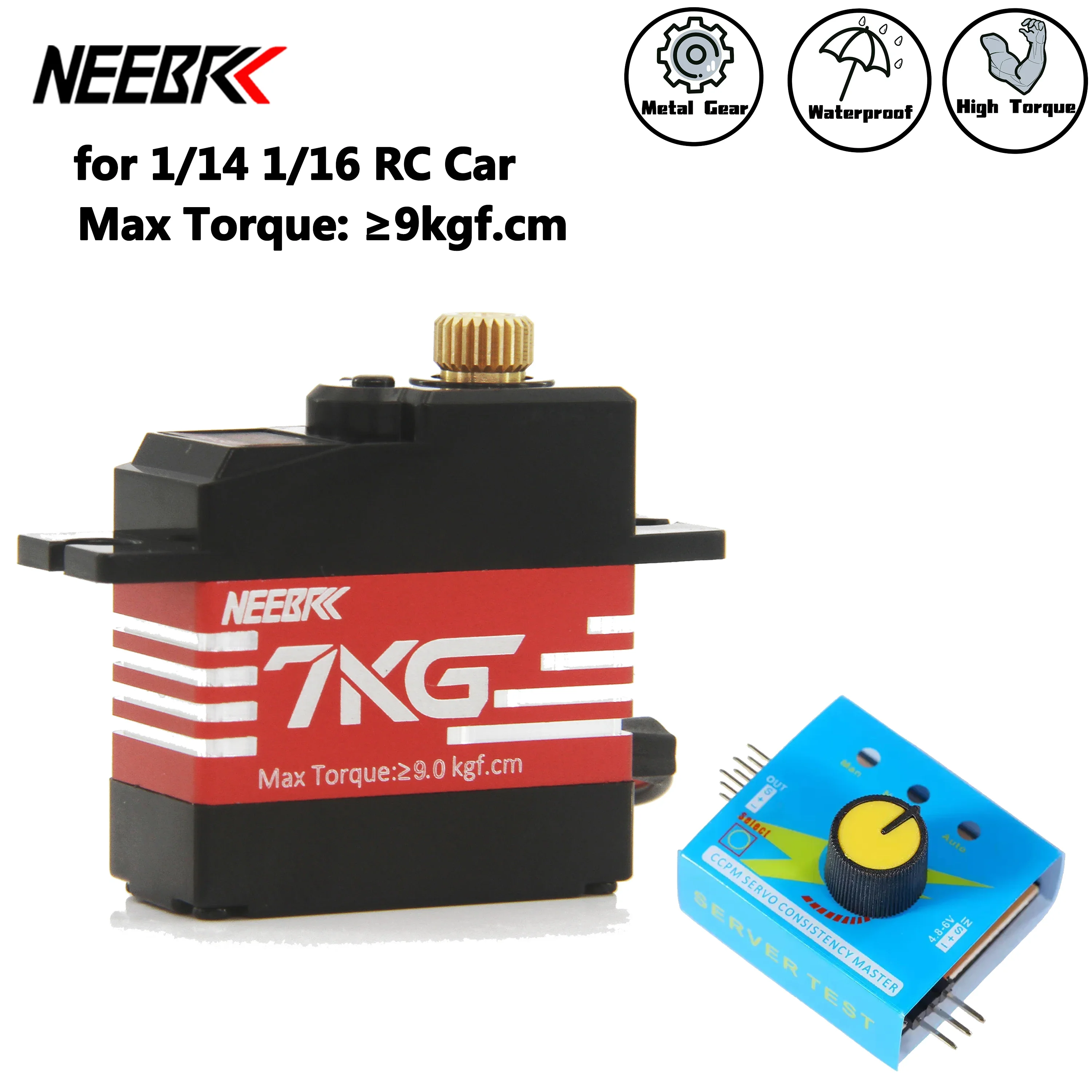 

NEEBRC 7KG Digital Servo Waterproof Metal Gear Tester Large Torque Servo for RC Crawler Car Fix-Wing MJX Hyper Go 14209 14210