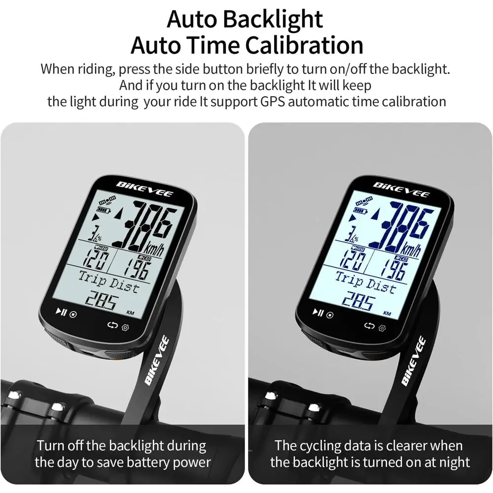 كمبيوتر دراجة لاسلكي مزود بنظام تحديد المواقع مع عداد السرعة، عداد المسافات، مستشعر الإيقاع، إضاءة خلفية تلقائية، توقف تلقائي، مقاوم للماء IPX7، 2.6 لتر #5