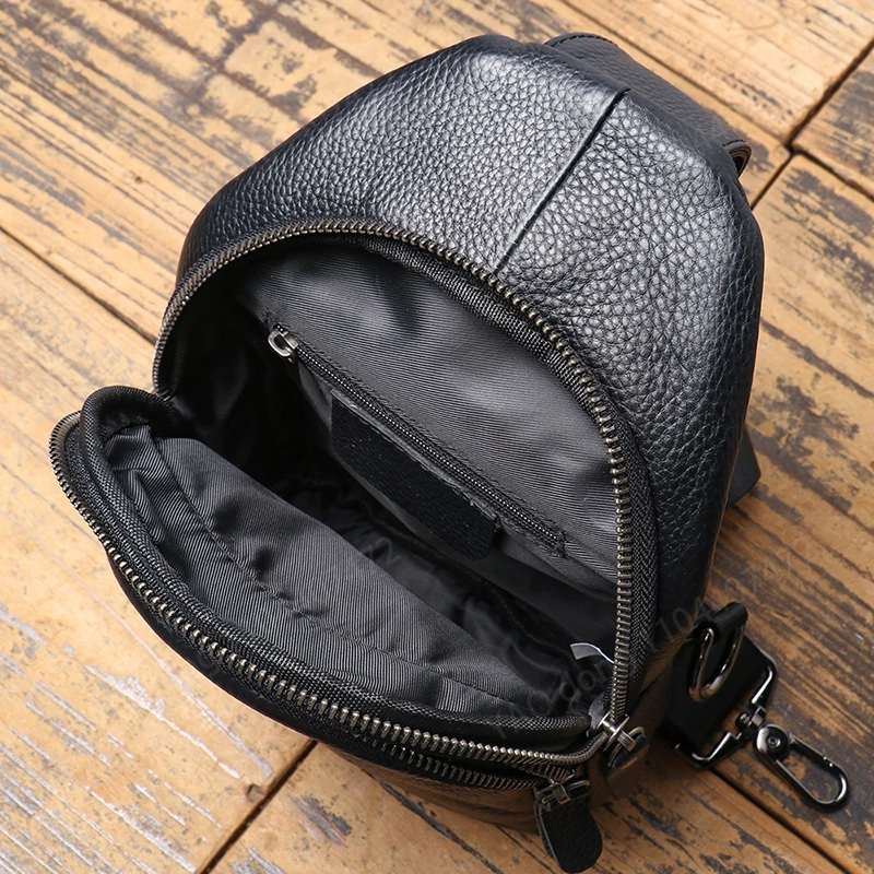 Yao Dong Men's Chest Bag Casual Fashion Crossbody Head Layer Cowhide Cell Phone Pouch Bag Outdoor Sports Men's Bag