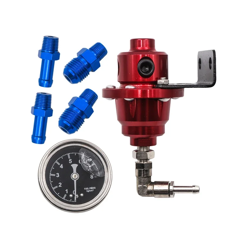 Universal Auto Pressure Regulator Adjustable Aluminum Fuel Pressure Regulator With Gauge Kit Auto Replacement Parts