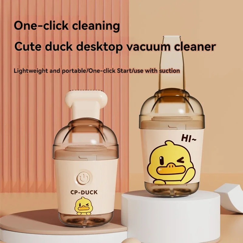 Desktop vacuum cleaner powerful rubber slag suction Yellow duck handheld cleaner Mini vacuum cleaner for children and students