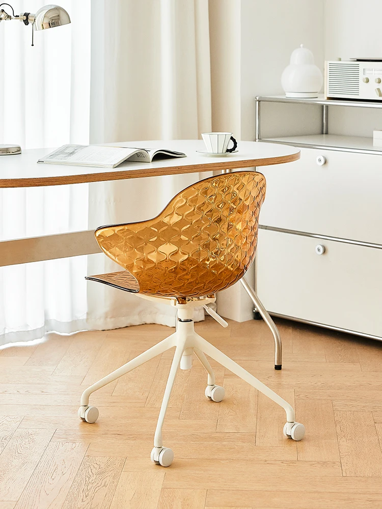 Lifting computer chair Light luxury transparent crystal chair Home sedentary comfortable office chair Rotating seat Bedroom