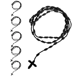 6PCS Handmade Knotted rosary - Red rope rosary- necklace cord, Black thread rosary, Blue Handmade Rosary,  Catholic Prayer Gift