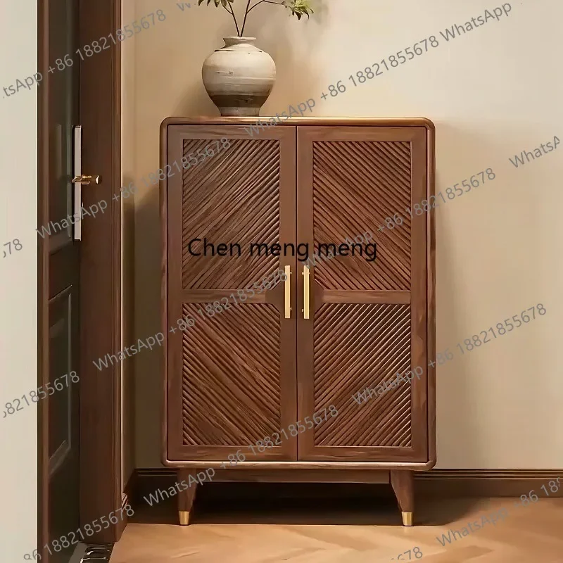 

CC182 Новый шкаф для обуви в китайском стиле из североамериканского черного ореха с двойными дверцами, минималистичный шкаф для прихожей, из массива дерева.