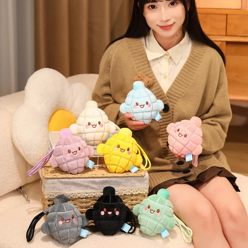 

14cm Kawaii Grenade Stuffed Pendant Soft War Instrument Colorful Small Plushie Fashion Accessory Gift