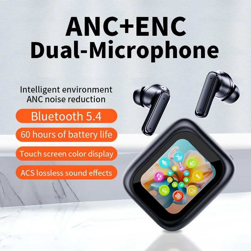 E18 Pro Bluetooth 5.4 Headphones ANC Noise Cancelling TWS Wireless Earbuds Headset Touch Control Waterproof for iPhone Android