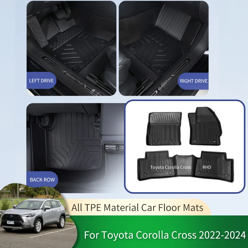 

for Toyota Corolla Cross XG10 2022 2023 RHD TPE Car Floor Mats All-Weather Foot Mat Pad Waterproof Tray Mat Interior Accessories
