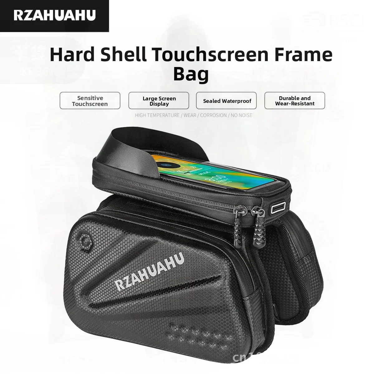 

RZAHUAHU Hard Shell Сумка на переднюю балку для шоссейных и горных велосипедов 2л Верхняя трубка Сумка на руль автомобиля Велосипедное оборудование Черный 7 дюймов