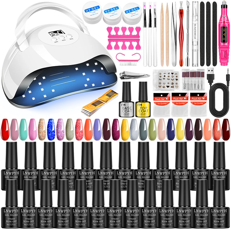 All‑in‑One Home DIY Nail Art Set, Gel Nail Polish Kit With Base and Top Coat Nail Drying Lamp,  Nail Drill, for Nail Enthusiasts