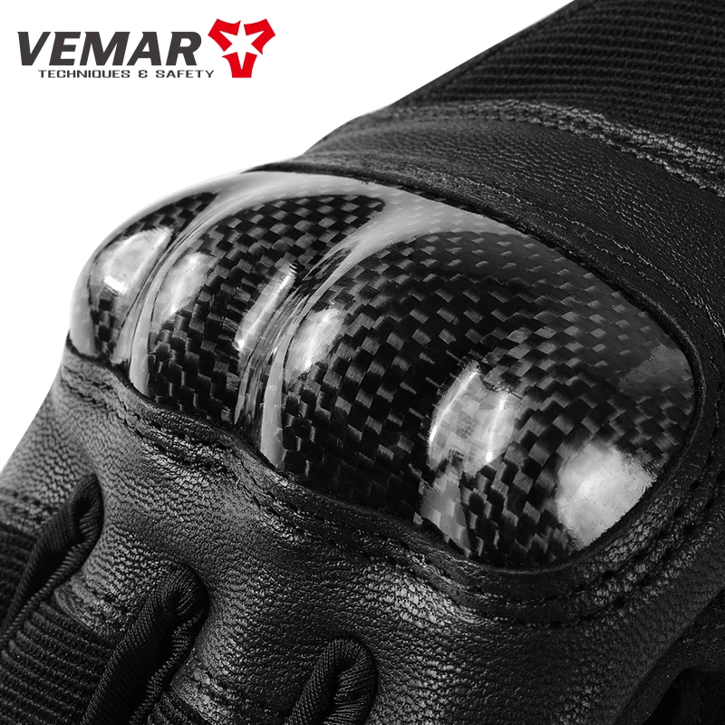 VEMAR-Luvas sem dedos de motocicleta para homens e mulheres, meio dedo, couro, ciclismo, curto, tático, moto, respirável, motocross, verão