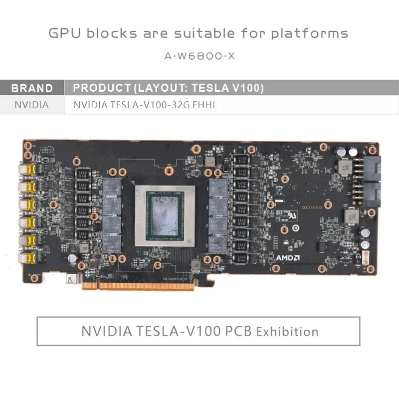 Bykski GPU Water Block Use for AMD Radeon Pro W6800 Video Card / Copper Cooling Radiator RGB AURA /Dense Waterways  A-W6800-X
