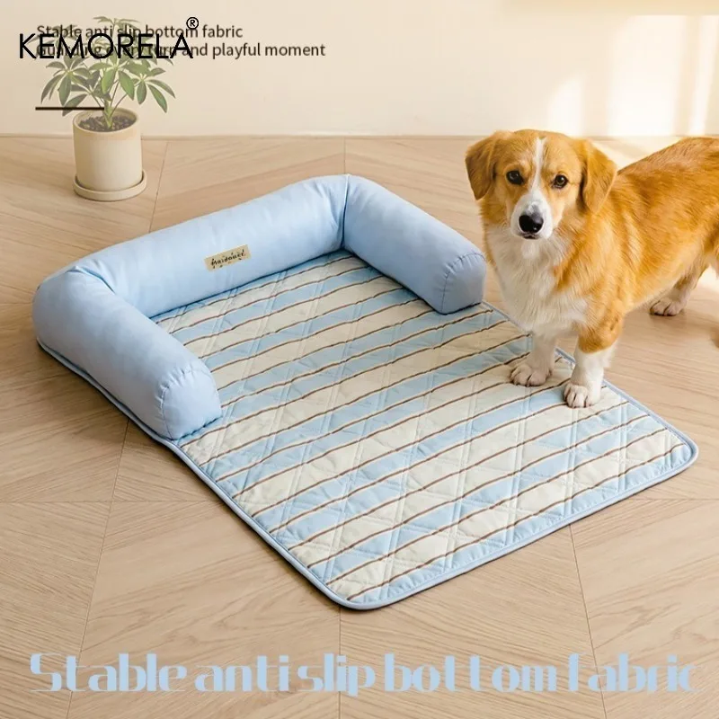 KEMORELA Summer Cooling Pet Bed Cushion Pad Durable Non Slip Washable Dog Bed for Cats And Small Dogs Fits Couches Beds