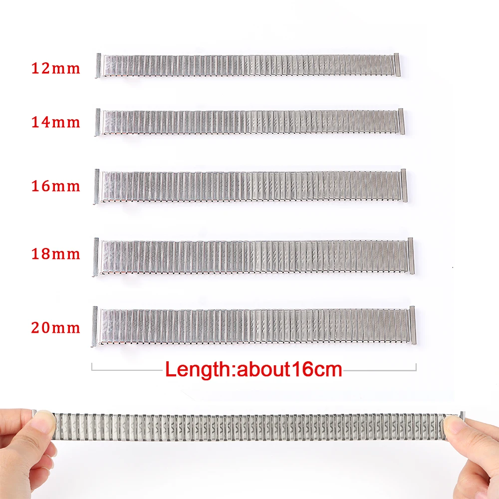 Metal Elastic Watch Band Stretch Expansion Stainless Steel Watch Bracelet 12/14/16/18/20mm Retractable Strap for Samsung Belt