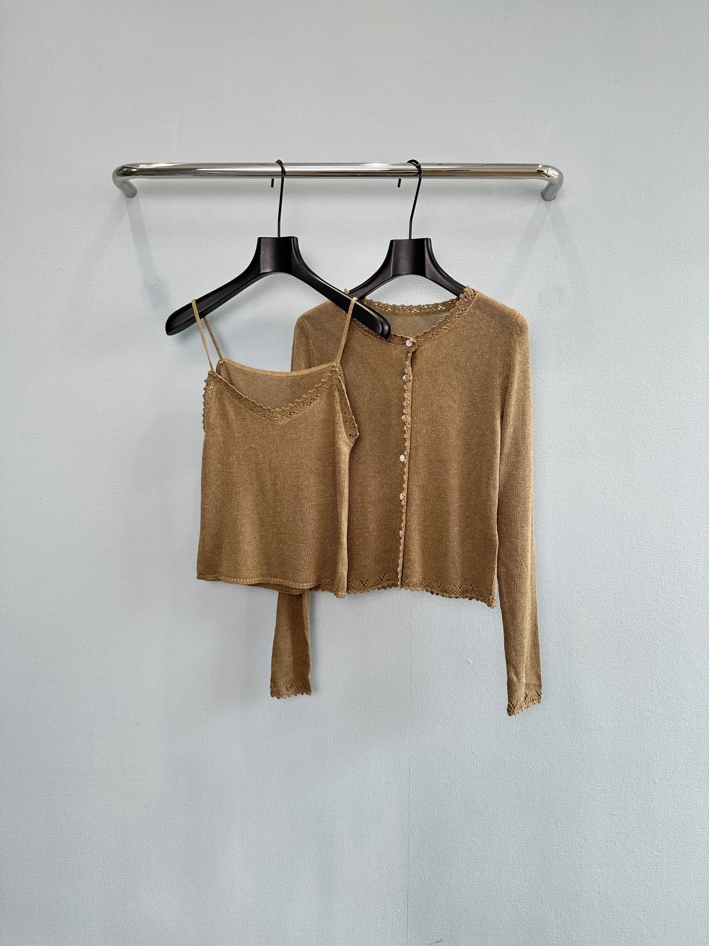 Women Knit Cardigan and Cami Two Piece Outfit, Soft Fine Fabric, 2026 Fall New Arrival