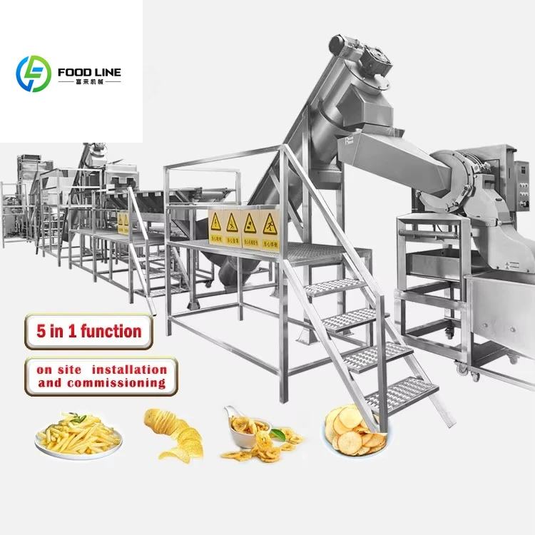 FLSUS304 Línea de producción automática de patatas fritas congeladas de 3 toneladas Línea de procesamiento de patatas fritas medio fritas de fábrica de 3000 kg/h