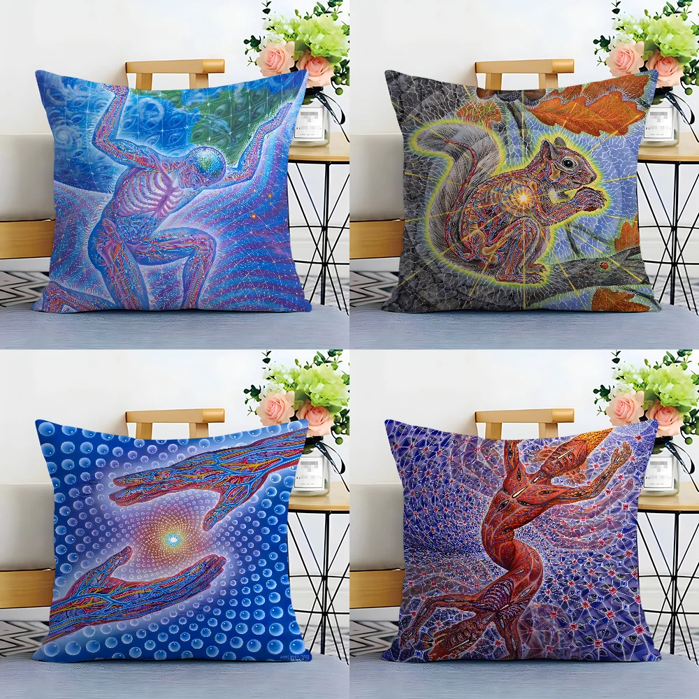 A-Alex Grey Trippy Psychedelic Pillow Case Plush Fabric Soft  Pillowcase Double Sided Print Cushion Cover Household Gifts