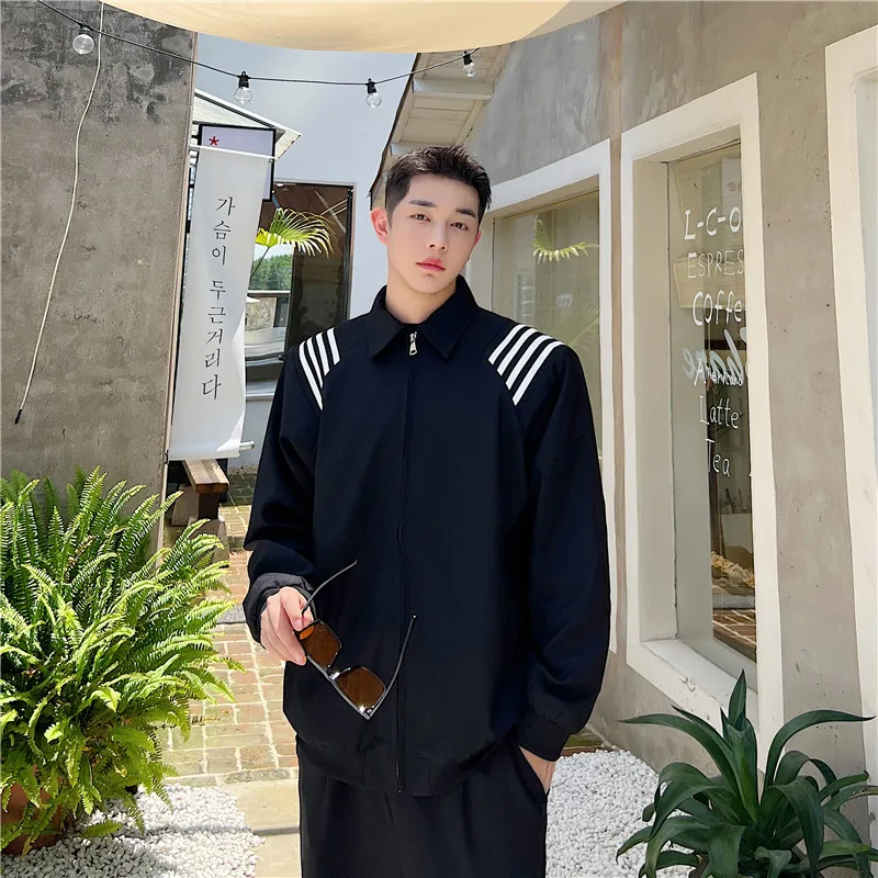 

Spring New Sle Casual Loose Men's Jaet Korean Version Trendy oulder Screw Design Polyester Antifade Long Sve Coat