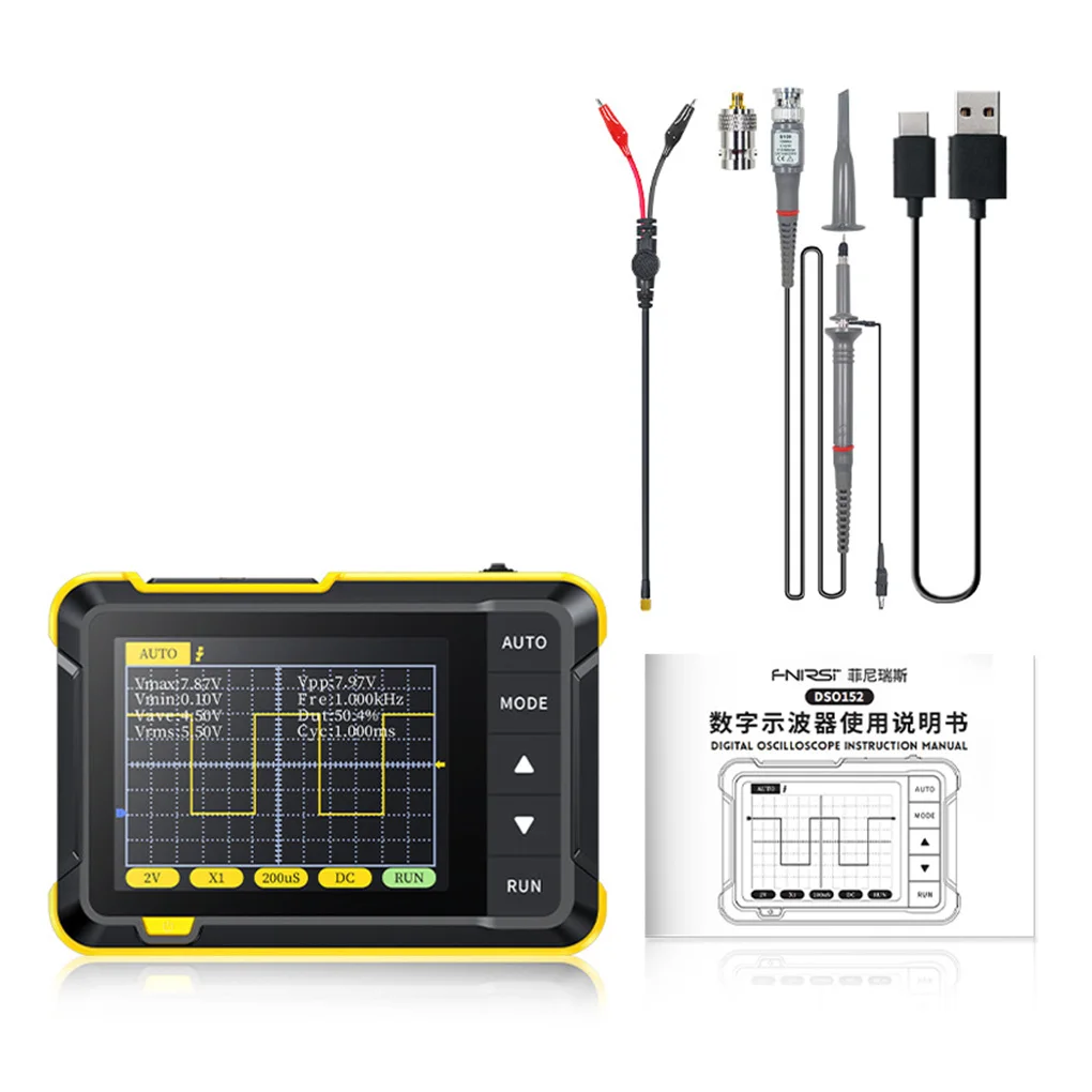 FNIRSI DSO152 Digital Oscilloscope Analog Bandwidth Signal Generator Transistor 2-in-1 Multi-function Diode Spectrums Analyzer