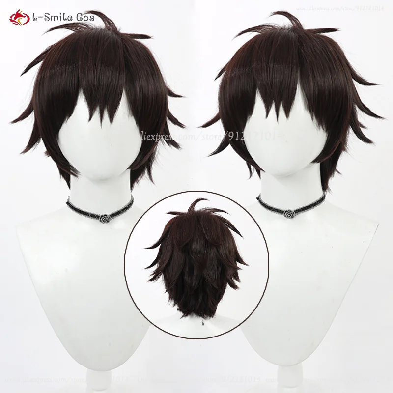 

Anime Mashle Cosplay Otmadel Cosplay Wig Short Brown Black Wigs Heat Resistant Synthetic Hair Halloween Party Wig + Wig Cap