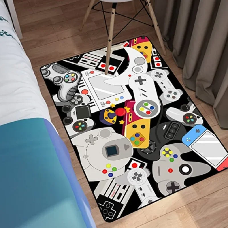 Game Rug Game Controller Teen Boys Playing Carpet Boy’s Bedroom Living Room Playroom Children Gaming Non-Slip Floor Mat