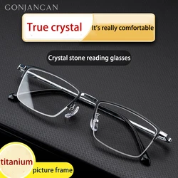 Shatar New Titanium Alloy Frame Reading Glasses High Definition Eye Protection Genuine For Men And Women Metal Half Frame