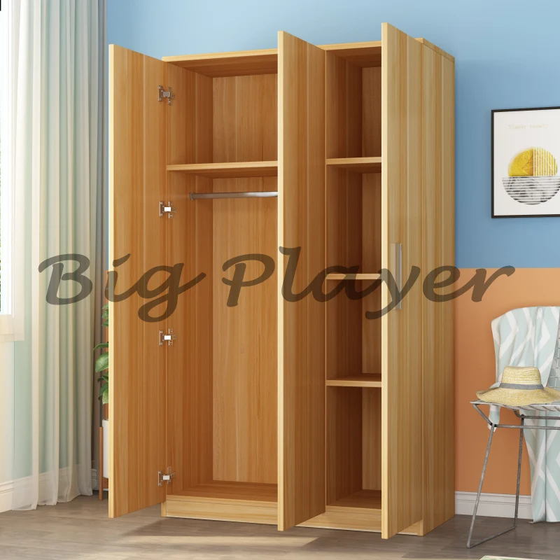 간단한 옷장, 현대적이고 미니멀하며 경제적인 단단한 나무 패널 침실, 소형 유닛 보관함, 가정용 캐비닛