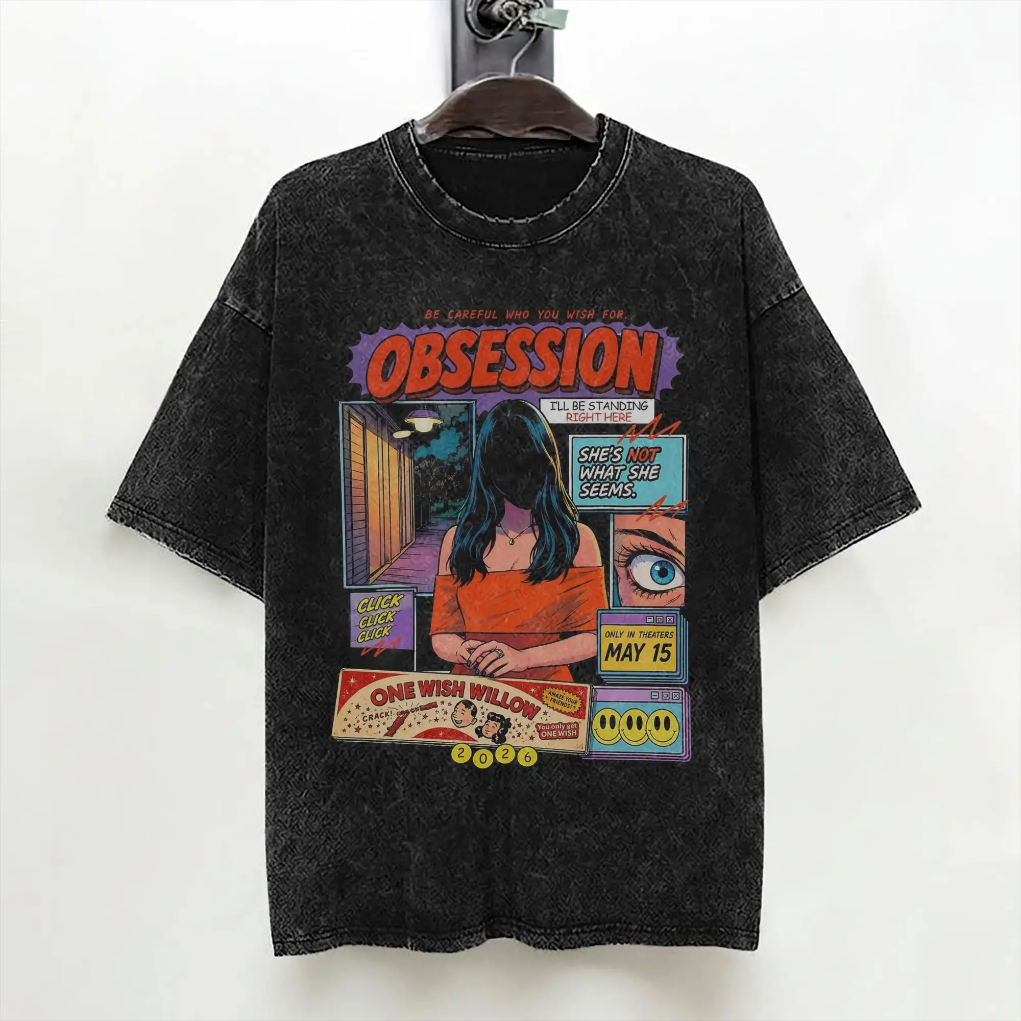 Obsession Movie Horror Film T Shirt Washed Cotton Oversize T-Shirt  Vintage for Men Women Streetwear Summer Tee Shirt