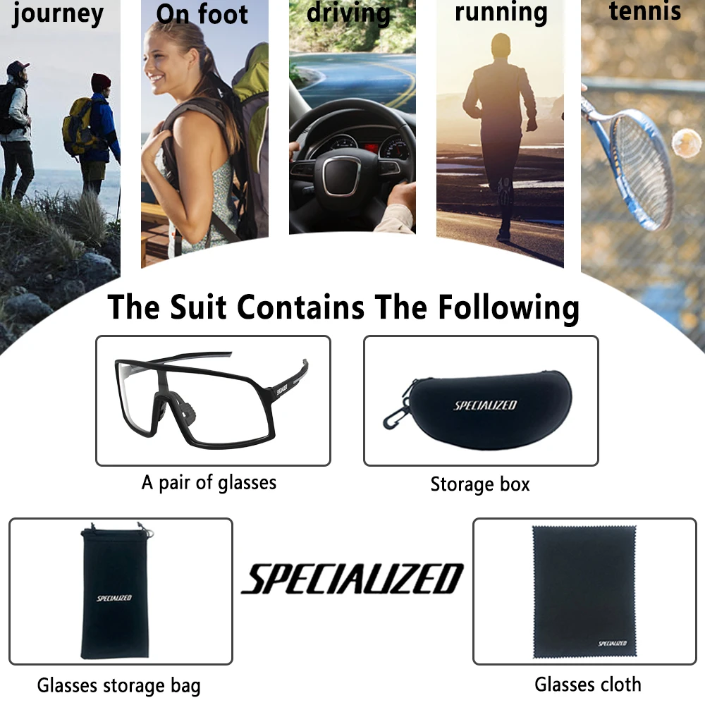 Cycling Glasses Photochromic Sunglasses Men Women Mountain Bike Road Eyewear New Bicycle Riding Outdoor Sports Hiking Goggles