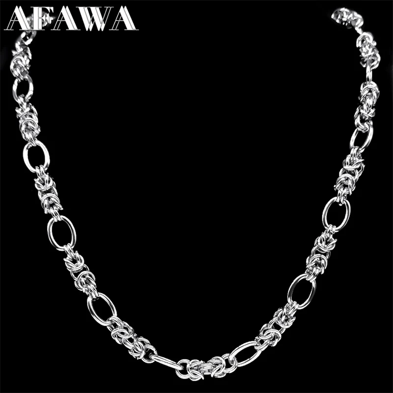 Trendy Stainless Steel Woven Lantern Byzantine Chain Necklace for Women Men Silver Color Punk Male Link Chains Jewelry collares