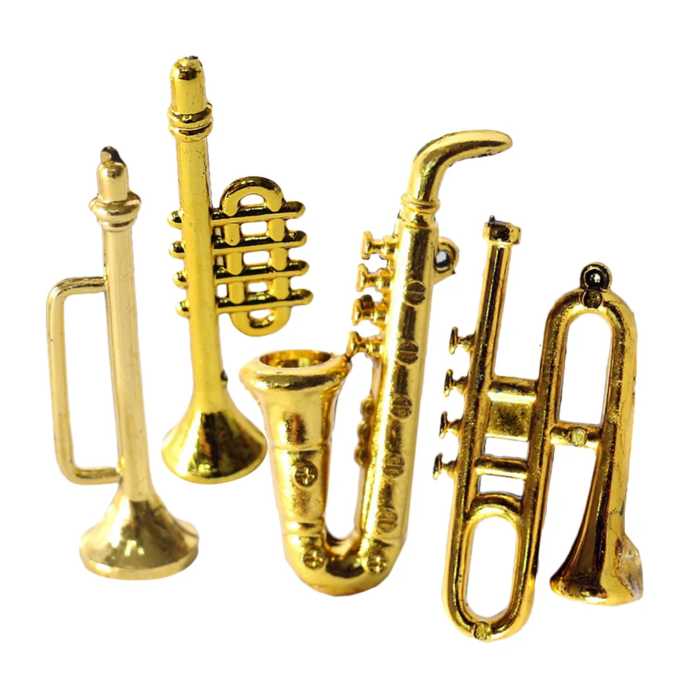 

Toy Trumpet Musical Instruments Toys Miniature Decorative Small Saxophone Golden Plastic