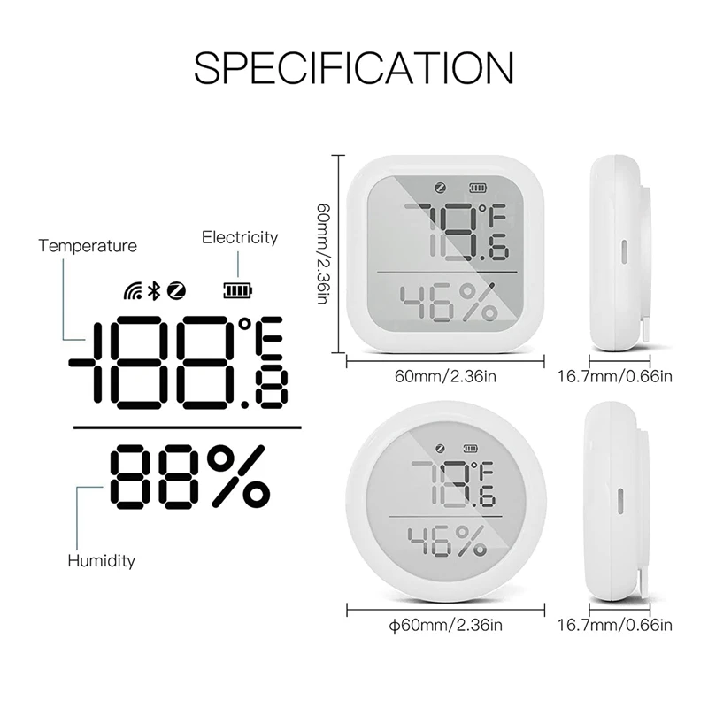 Tuya Zigbee مستشعر درجة الحرارة والرطوبة ، مقياس الرطوبة الداخلي ، كاشف ميزان الحرارة ، شاشة LCD رقمية