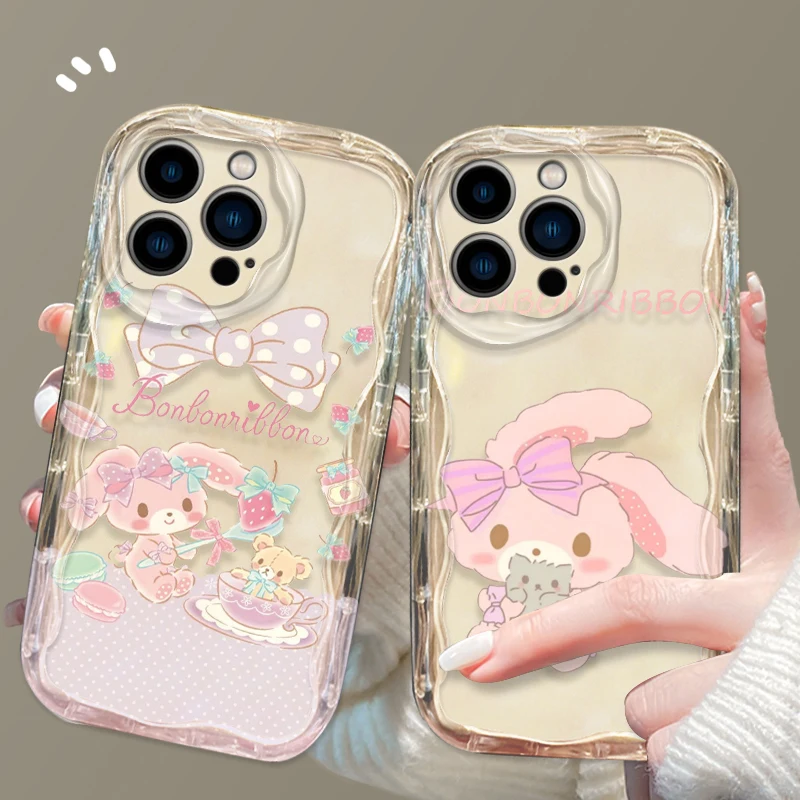 Fashion Cute Bonbonribbon Cover For Apple iPhone 15 14 13 12 11 Pro X XR XS Max Plus 8 7 Plus SE Wave Oil Phone Case