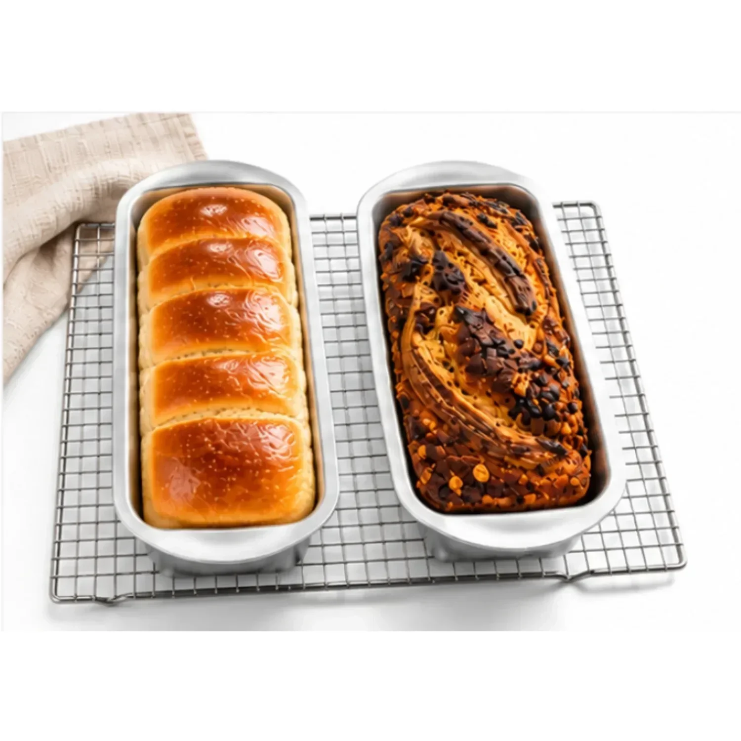 2 Pack Loaf Pan Set, 8.5 x 4.5 Inches With Wide Grips Nonstick Bread Tin, 1Lb Perfect for Homemade Baking, Grey